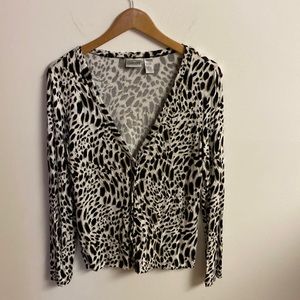 CHICO’S Animal Print Button Up Cardigan